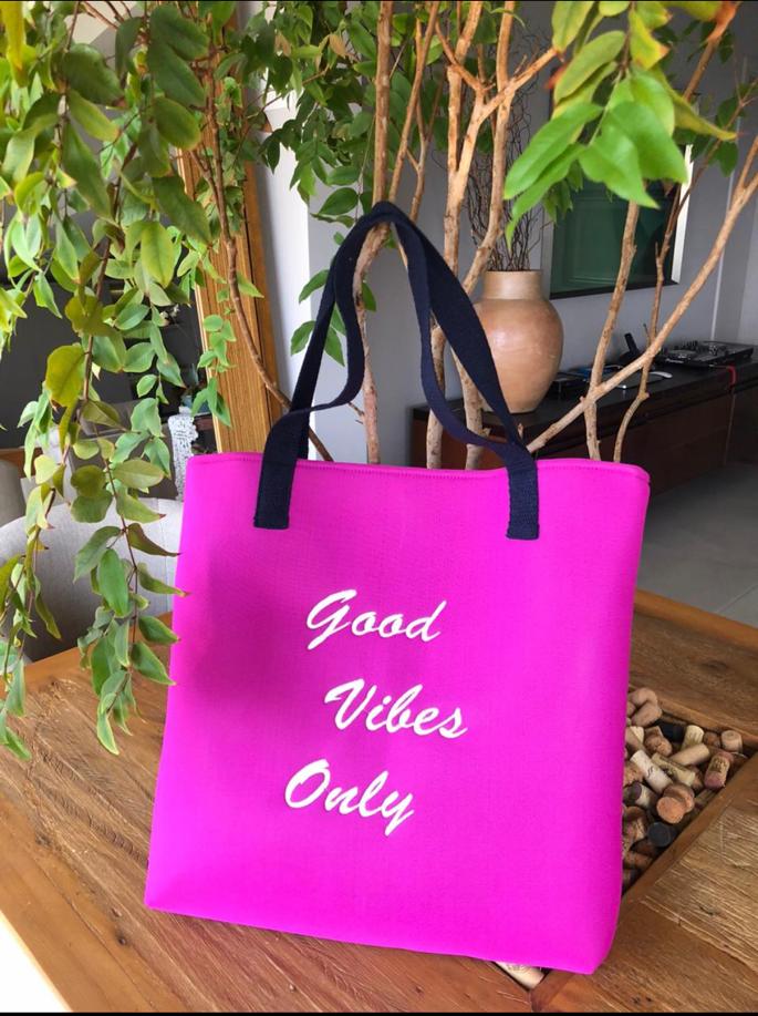 Bolsa de praia pink Only good vibes