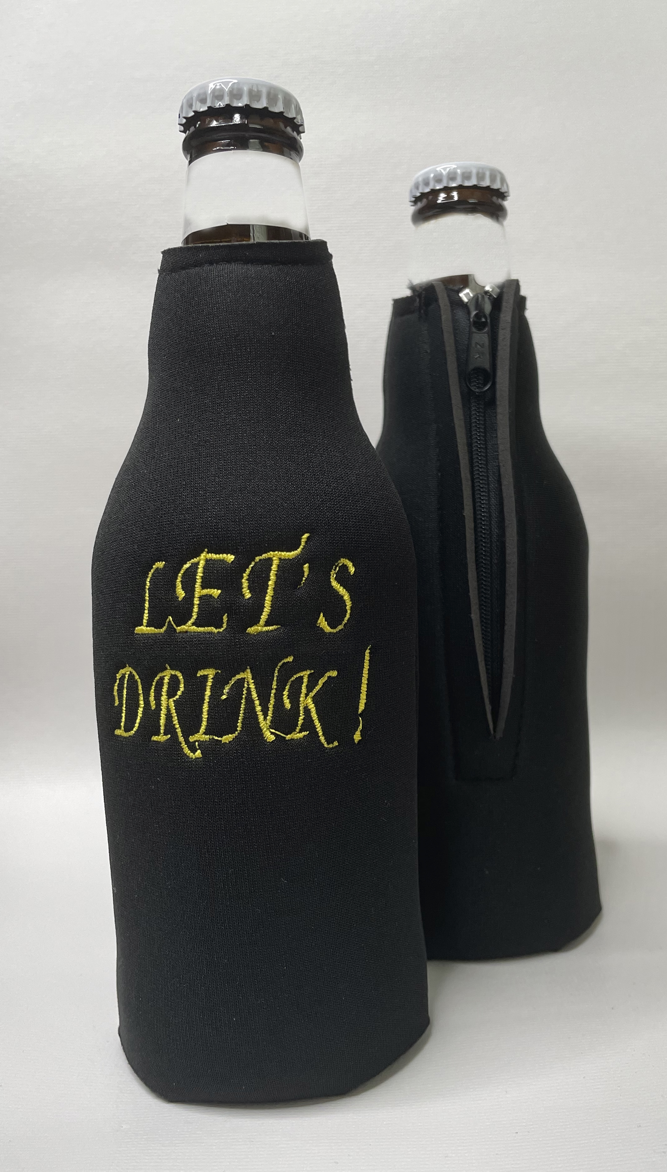 Capa de cerveja LET'S DRINK em amarelo